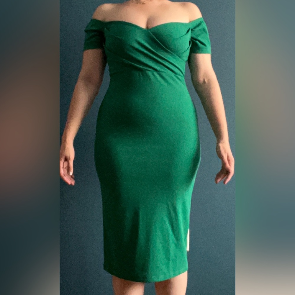 Top shop green midi off should dress
